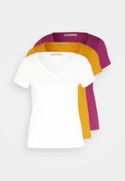 Anna Field 3 Pack - T-Shirt Basique - Dark Yellow/Purple/White -Anna Field Soldes Boutique 23df2abe76ef48529413e69d385446ee