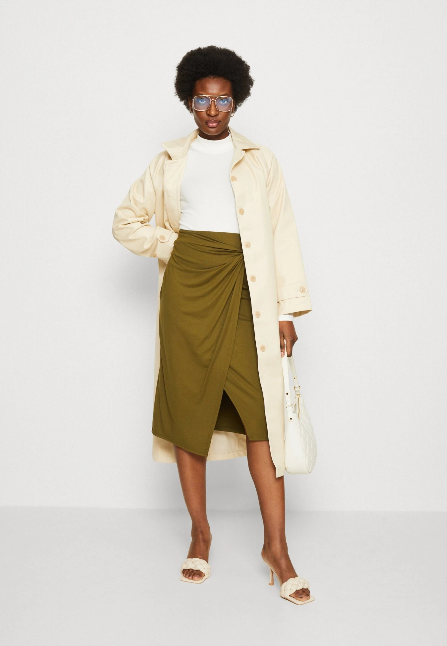 Anna Field Front Knot Midi Skirt - Jupe Crayon - Khaki 4 Anna Field Front Knot Midi Skirt - Jupe Crayon - Khaki – Image 2